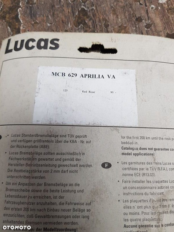 Klocki hamulcowe Lucas MCB 629 Aprilia 125 / Gilera / Rieju / Simson 125 - 4