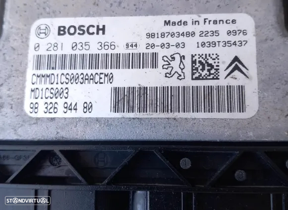 Centralina Motor Citroen jumpy 1.5 BlueHDI 2020 Ref: 9832694480/0281035366 - 2