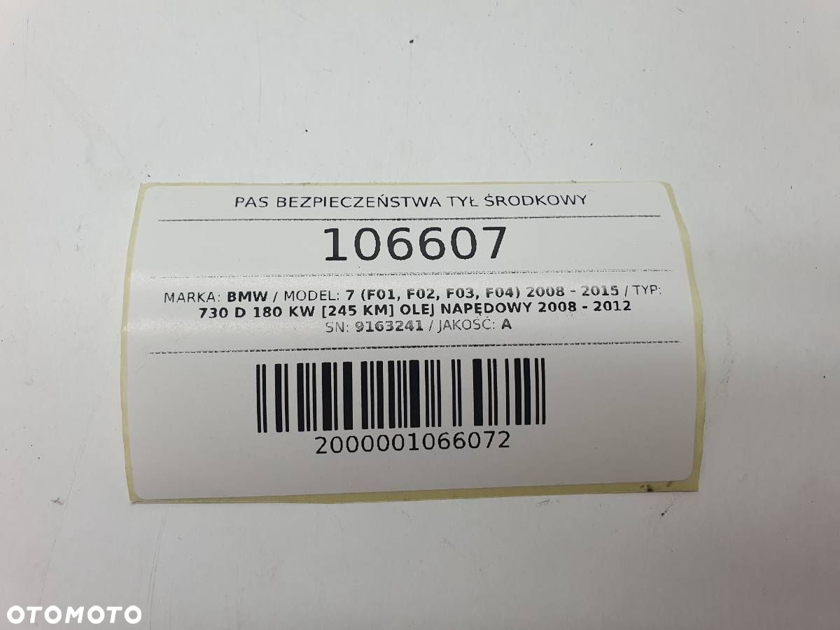 PAS BEZPIECZEŃSTWA TYŁ ŚRODKOWY 9163241 BMW F01 - 6