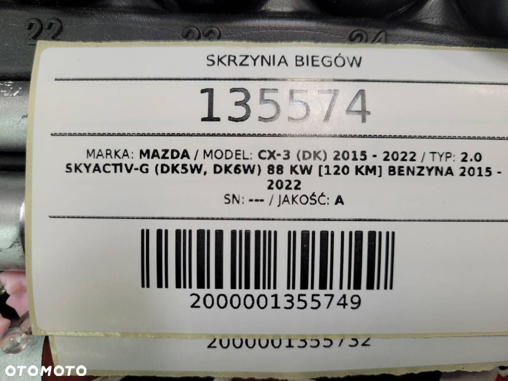 SKRZYNIA BIEGÓW MANUALNA MAZDA CX-3 DK 2.0 SKYACTIV-G 120KM C6580 144 TYŚ - 10