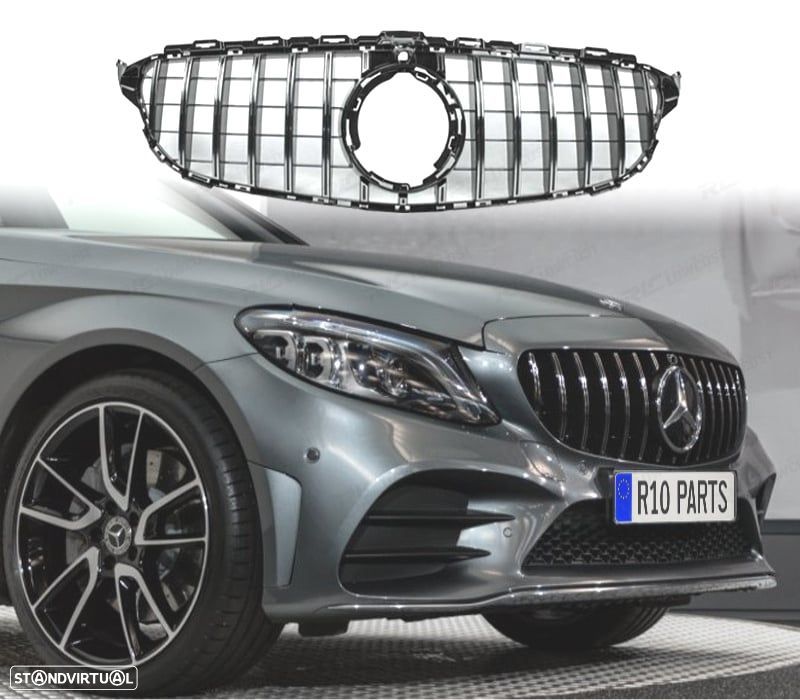 GRELHA MERCEDES W205 18-21 LOOK GT-R CROMADO COM CÂMERA - 1