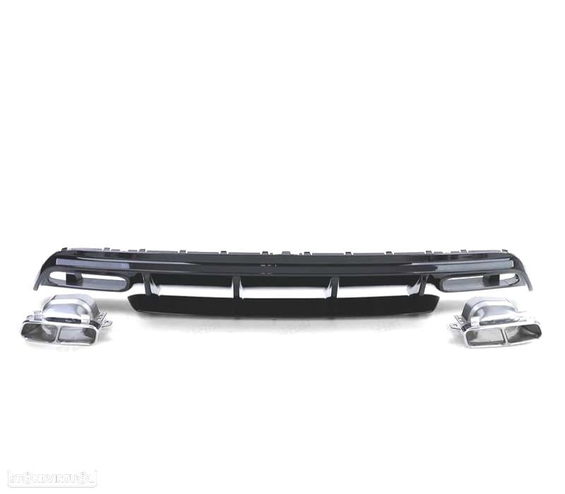DIFUSOR MERCEDES CLASE A W176 12-18 LOOK A45 AMG PRETO BRILHANTE + PONTEIRAS DE ESCAPE - 2