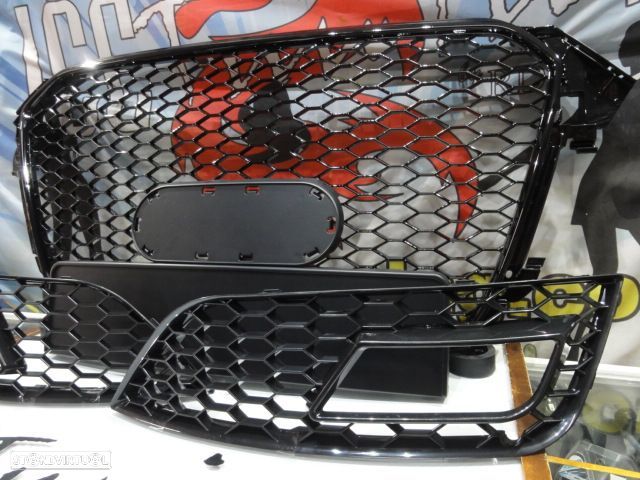 Grelha frontal + grelhas faróis nevoeiro Audi A4 B8 11-15 RS LOOK preto brilhante +suporte símbolo - 6