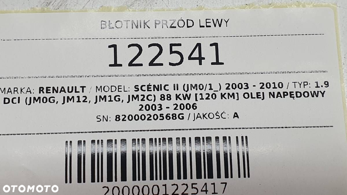 BŁOTNIK PRZÓD PRZEDNI LEWY RENAULT SCENIC II - 8