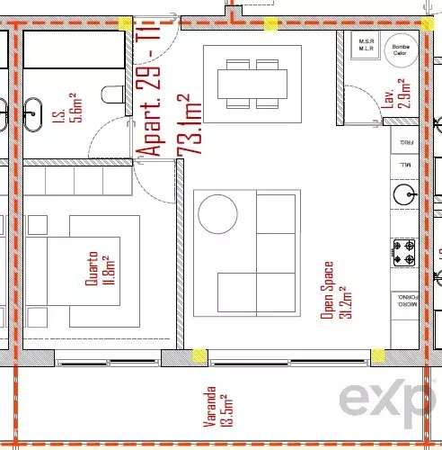 Apartamento T1 no Último Piso com Varanda e Piscina - Grande imagem: 3/10