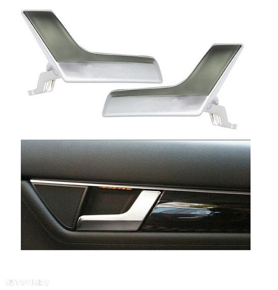 Set manere deschidere usa interioara Mercedes Clasa C (W204), 03.2007-2014; Clasa GLK (X204), 10.2008-12.2015; Fata=Spate, stanga+dreapta, Fata=Spate, argintiu; numai levierul, - 1