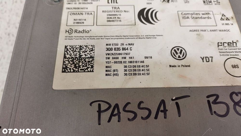 VOLKSWAGEN PASSAT B8 GOLF 7 VII STACJA CZYTNIK NAWIGACJI 3Q0035864C - 9
