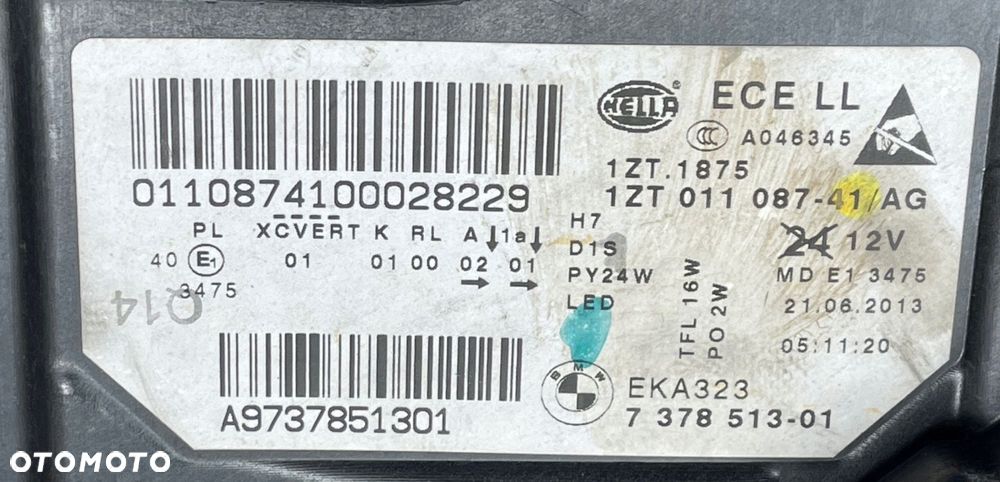 BMW 5 F10 F11 LIFT LCI PUSZKA OBUDOWA LAMPY LEWA 7378513 - 4