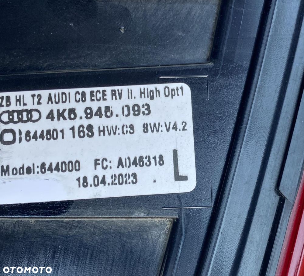 AUDI A6 C8 4K9 KOMBI AVANT KOMPLET LAMP MATRIX LAMPA DEMONTAŻ EUROPA - 11