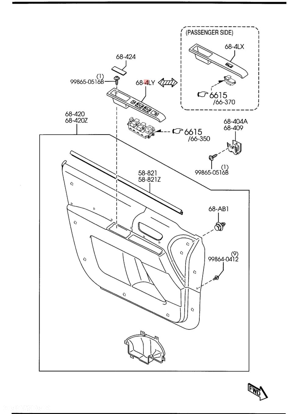 PANEL PRZYCISKI SZYB LUSTEREK LEWY PRZÓD MAZDA5 MAZDA 5 I CR CC65684L6C - 2