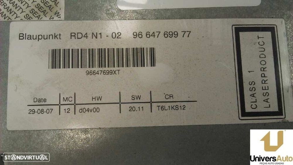 SISTEMA AUDIO / RADIO CD PEUGEOT 307 2008 -9664769977 - 4