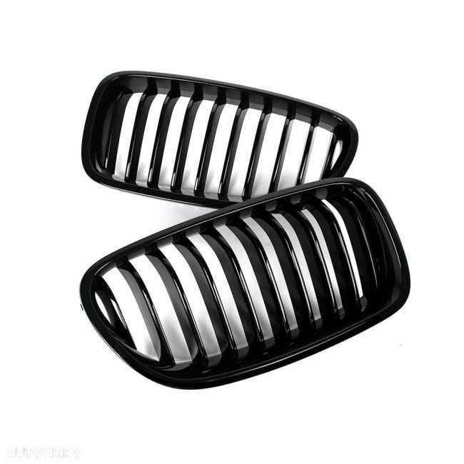Grile Bara Fata Nari Simple BMW Seria 5 F10 F11, Negru Lucios - 3