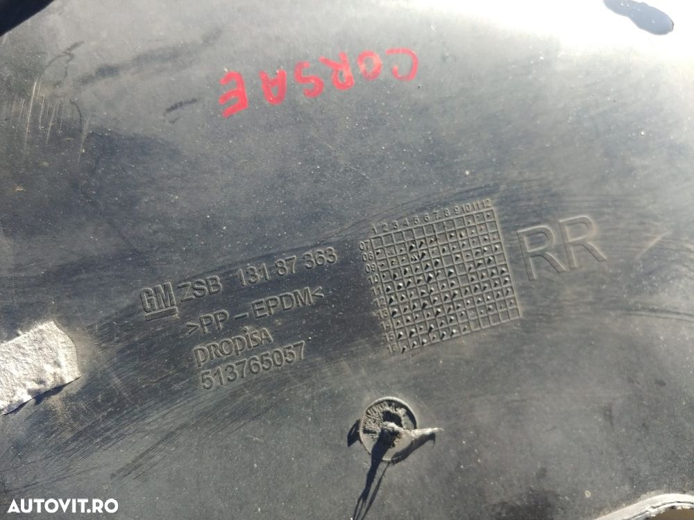 carenaj aparatoare noroi dreapta spate  opel corsa e x15 13187363 - 4