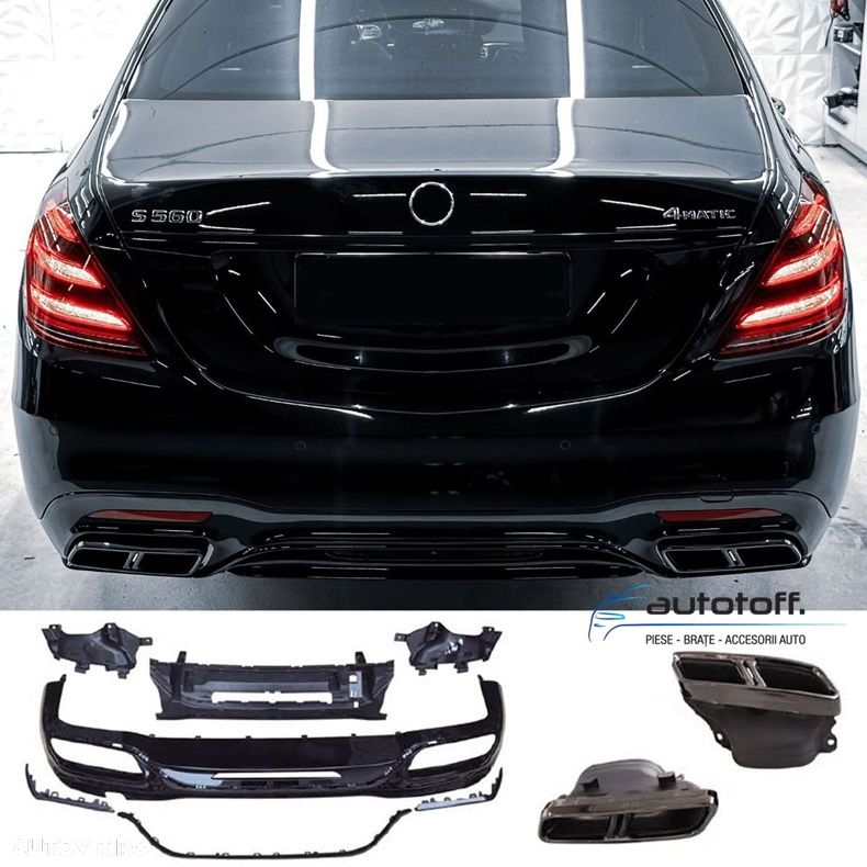 Difuzor W222 S-Class Facelift compatibil cu Mercedes (17-20) S65 Black Design - 1