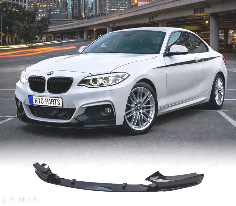 SPOILER LIP DIANTEIRO BMW F22 F23 LOOK M PERFORMANCE PRETO BRILHANTE - 1