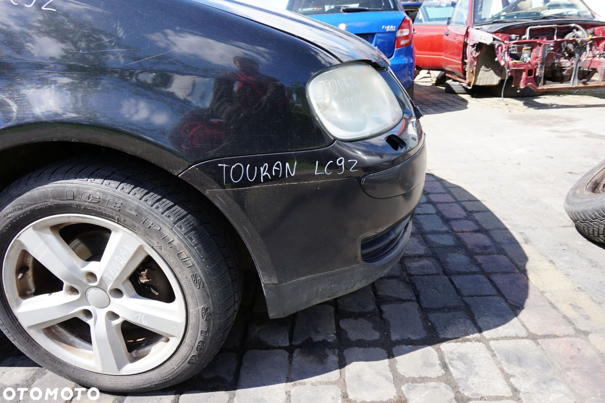 MASKA ZDERZAK BŁOTNIKI LAMPY TOURAN I 1T LC9Z XENON SPRYSKI VOLKSWAGEN 2003-2006 CZARNY PRZÓD KOMPLETNY - 7