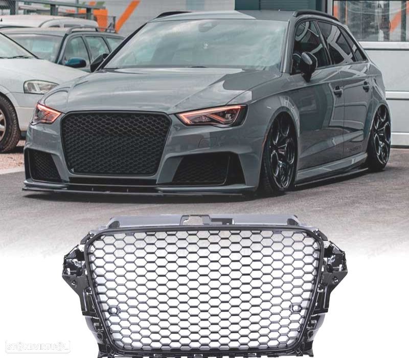 GRELHA AUDI A3 8V 12-16 LOOK RS3 PRETO BRILHANTE - 1