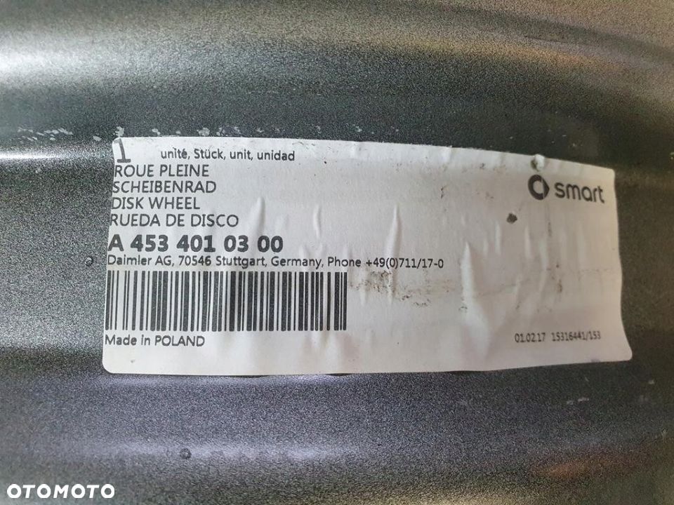 Felgi stalowe 15cali Smart ForFour ForTwo 4x100 - 8