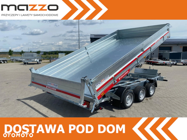 TEMARED Przyczepa wywrotka 405x199x30cm DMC3500kg pompa ręczna i elektryczna, 3-stronny wywrot hydrauliczny!