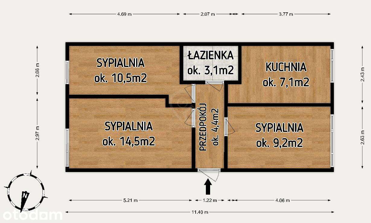 3 pokoje | osobna kuchnia | 48,8 m² | ul. Młodych Techników | Szczepin