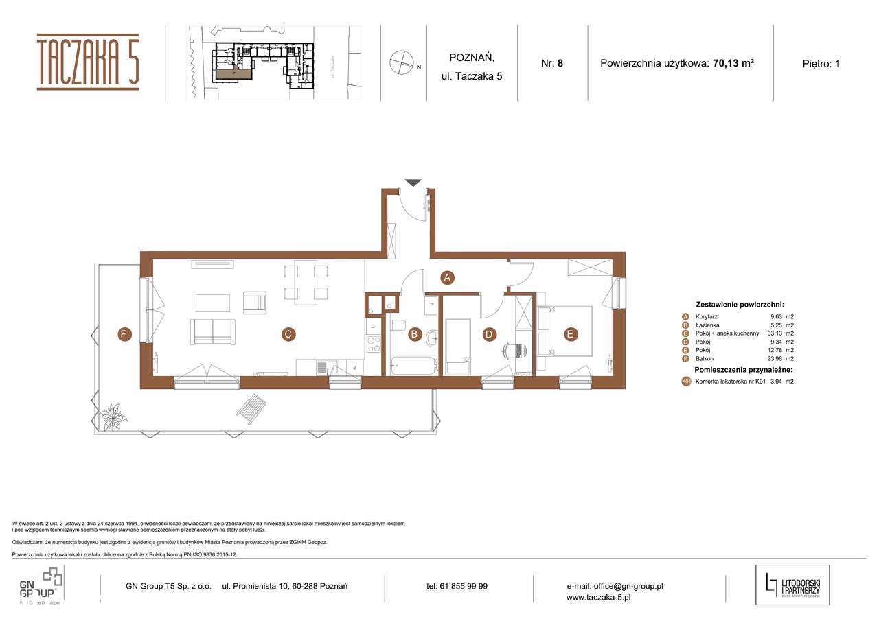 Taczaka 5 | przestronny apartament 3-pok. z dużym tarasem | A/1/08 - Pełny obrazek: 3/24