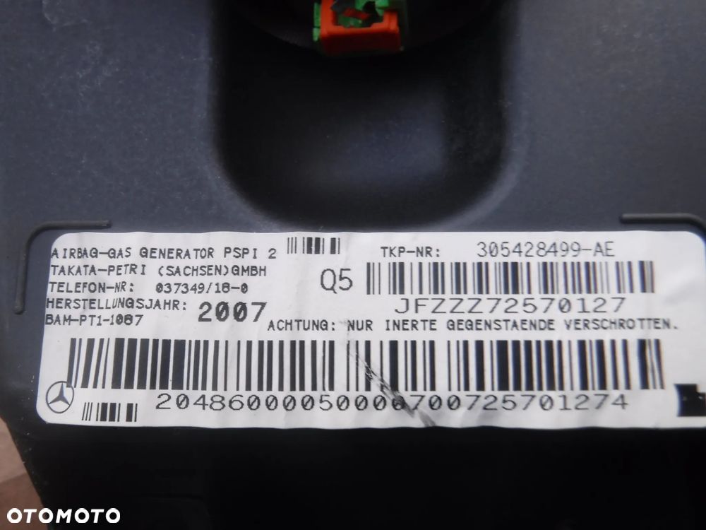 Mercedes C Klasa W204 poduszka pasazera air bag 305428499-AE 2048600005 - 4