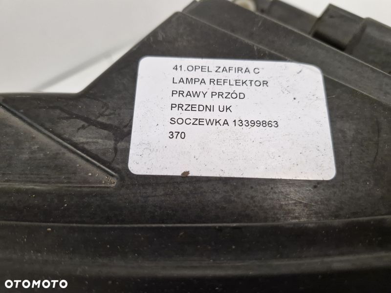 OPEL ZAFIRA C LAMPA REFLEKTOR PRAWY PRZÓD PRZEDNI UK SOCZEWKA 13399863 - 8