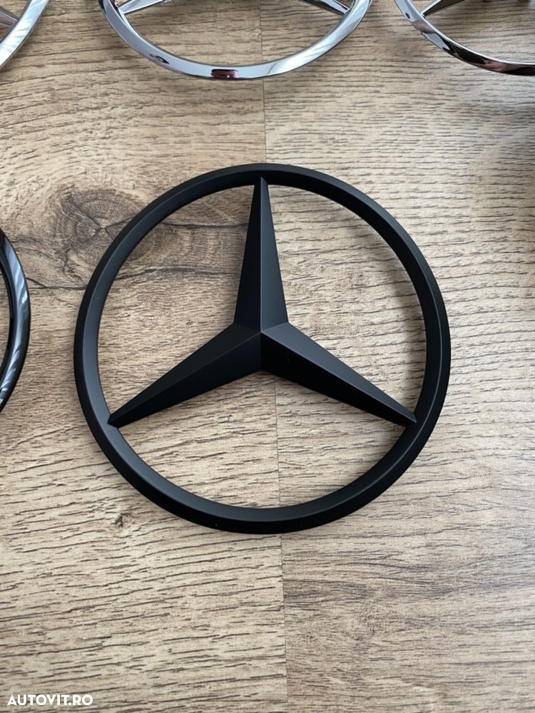 Emblema Semn Compatibil Mercedes C CLA E GLC Crom Negru Mat Lucios - 5