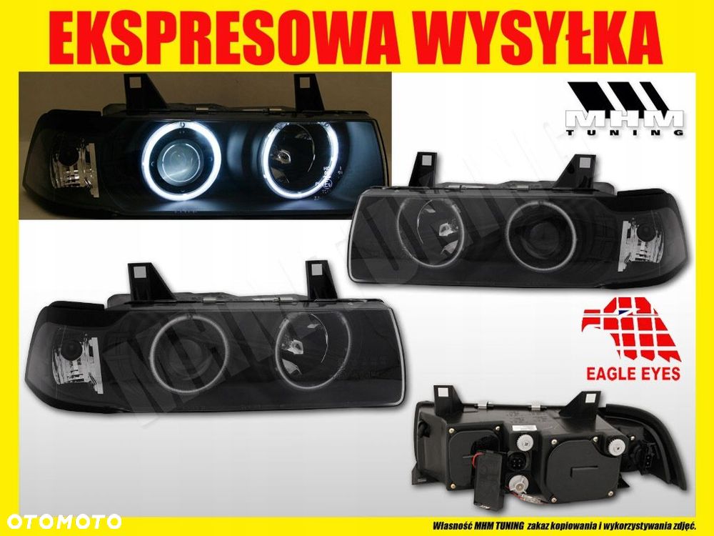 Reflektory Lampy kpl Ringi Angel Led CCFL Soczewka Bmw 3 e36 Coupe Cabrio - 4