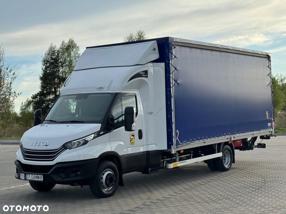 Iveco Daily 2023r Hi-Matic‼️72C18‼️Winda Dhollandia 1000KG // Plandeka 15 Palet 2x Firanka + dach zsuwany + regulacja wysokości ‼️Spanie z tyłu WEJKAMA Wysokość rampowa Full LED Tempomat Salon Polska DMC7200KG Faktura Vat 23% TwinCab - 2