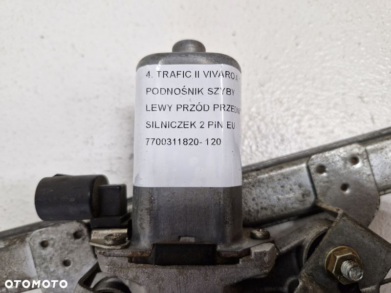 RENAULT TRAFIC II 2 VIVARO A PODNOŚNIK MECHANIZM SZYBY LEWY PRZÓD 2 PIN EU - 3