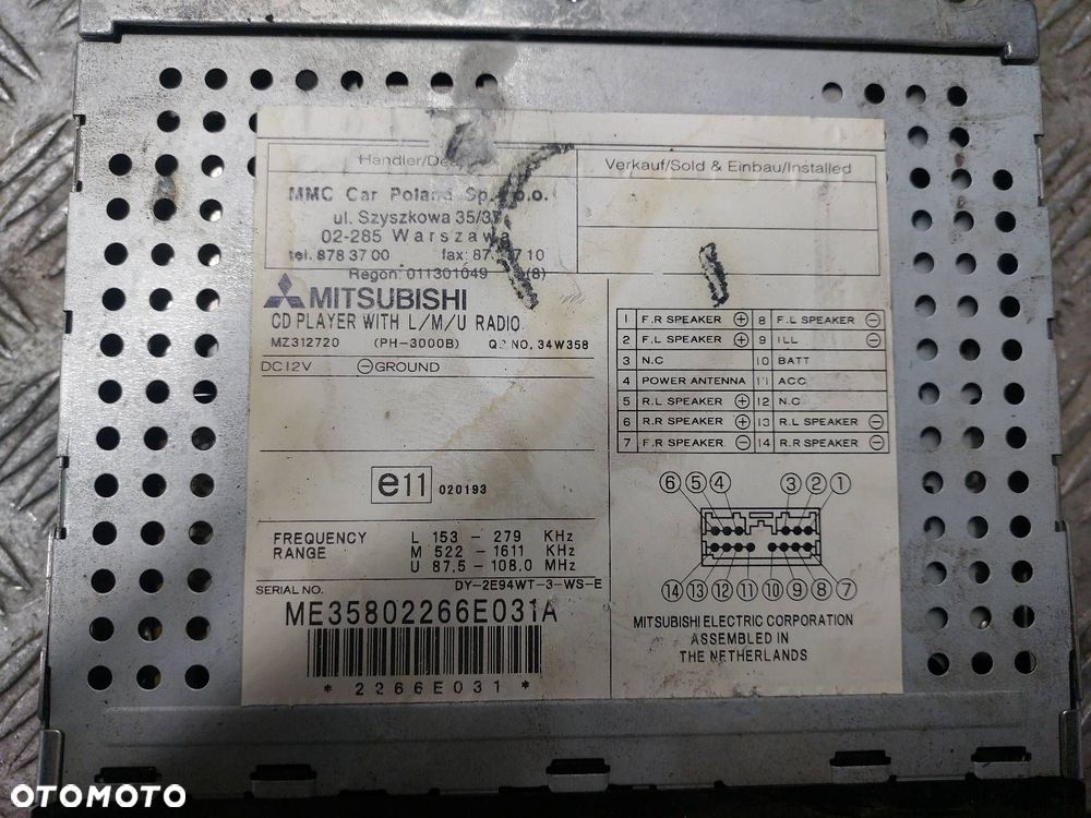 RADIO ODTWARZACZ + WYŚWIETLACZ MITSUBISHI SPACE STAR I LIFT MZ312720 - 3