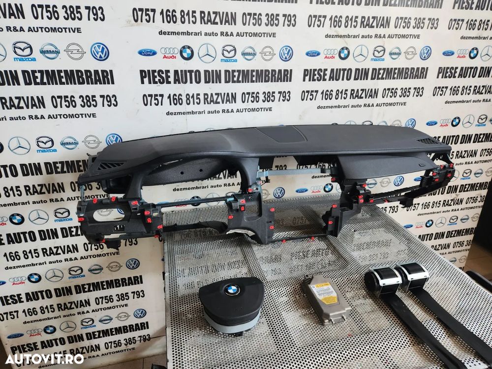 Plansa Bord Kit Airbag Din Piele Bmw Seria 7 Bmw F01 F02 F03 F04 Volan Stanga Plansa Bord Bmw F01 F - 7