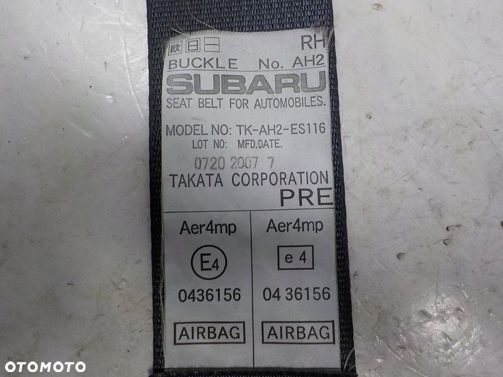 SUBARU IMPREZA III GH PAS BEZPIECZEŃSTWA NAPINACZ PRAWY PRZÓD PASAŻERA - 5