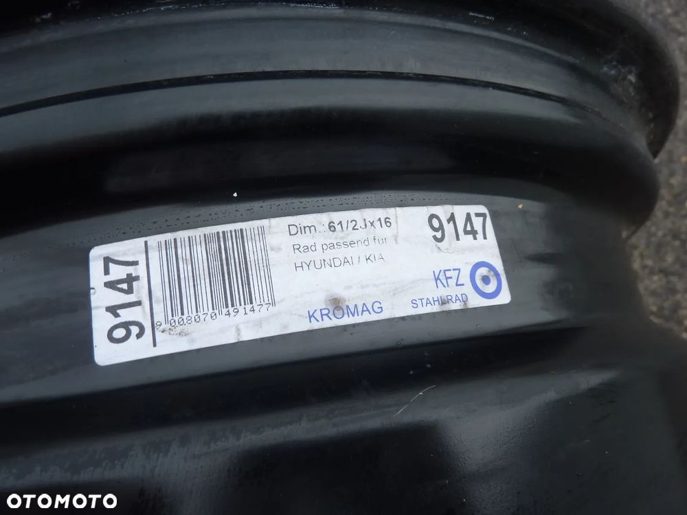16” - felgi Oryginał: KIA / HYUNDAI - Sportage X-Ceed Sorento ProCeed Tucson i30 i40 ix35 ix55 -Stalowe 5x114,3 , r16 cali - fi-67 mm -- Koło ZAPASOWE Zapasówka dojazdowe - 3