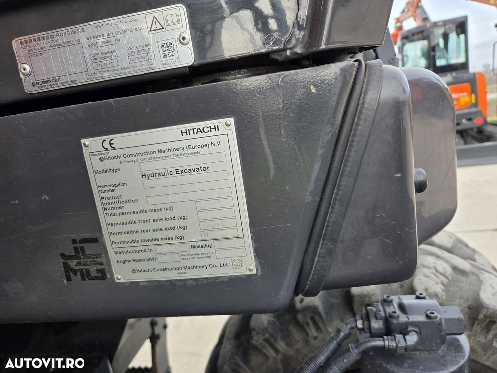 Hitachi PE ROTI, 20t, Cupa NOUA 1,2mc, 2022, 4.565h, LAMA NIVELARE si CALE, inst picon pe brate, consum mediu 7 litri pe ora, Ad sapare 6m, ridica 7 tone, latime 2,49m, Inst picon, camera spate, camere laterale, ULTIMA GENERATIE seria 7,  PROMOTIE-116.900Eur - 19