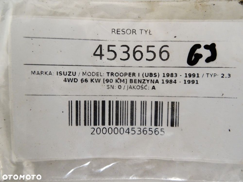 RESOR TYŁ  ISUZU TROOPER I (UBS) 1983 - 1991 2.3 4WD 66 kW [90 KM] benzyna 1984 - 1991 - 5