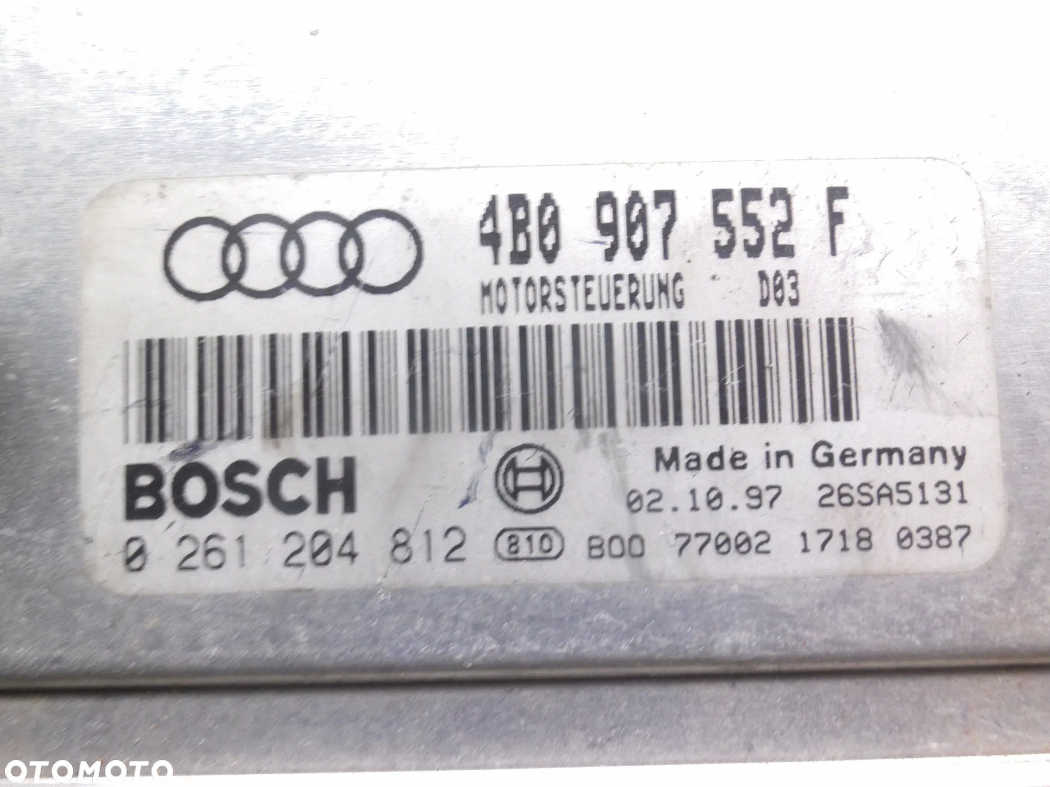 STEROWNIK KOMPUTER SILNIKA AUDI A4 B5 2.4B 4B0907552F 0261204812 - 2