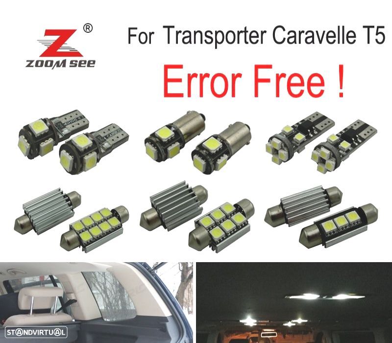 KIT COMPLETO DE 20 LÂMPADAS LED INTERIOR PARA VOLKSWAGEN VW ACCESORIOS TRANSPORTER CARAVELLE MK5 T5 - 1