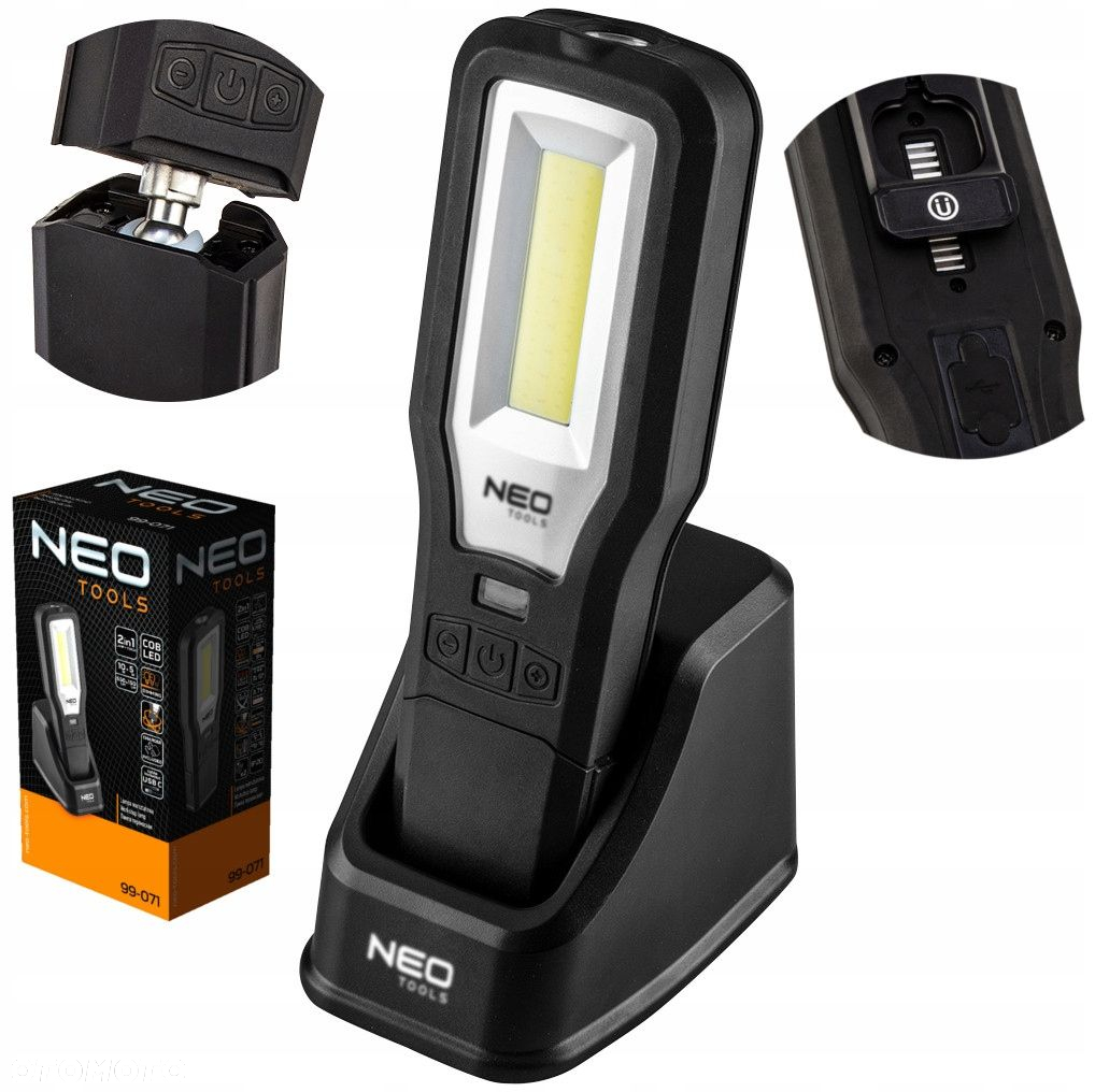 NEO LAMPA LATARKA WARSZTATOWA 550LM COB LED  BAZA 360 ŁADOWARKA 99-071 - 14