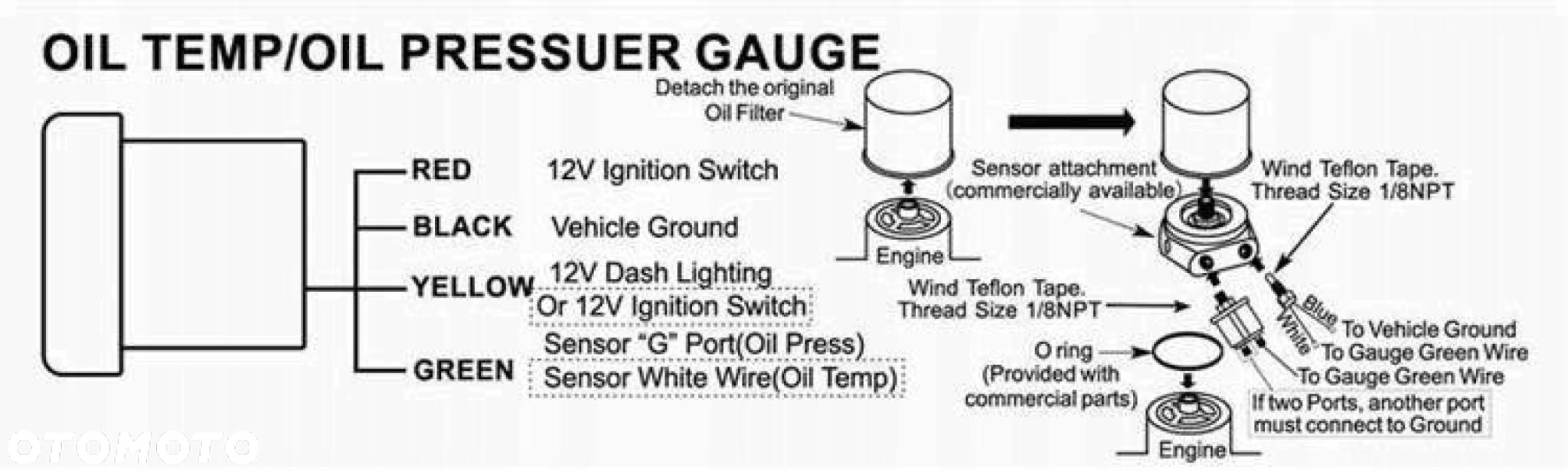 Zegar ADDCO 52mm Oil Pressure ciśnienie oleju - 2