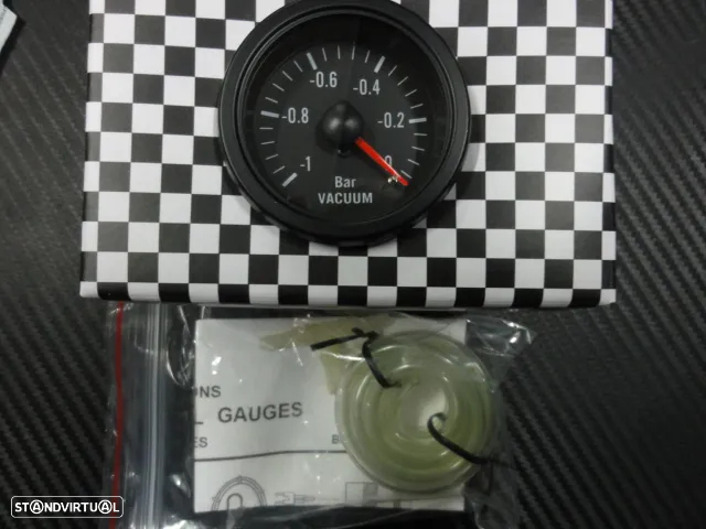 Manómetro fundo preto estilo VDO / Od school disponível em Amperímetro, pressão do turbo, pressão do oleo, temperatura do oleo, temperatura da água, voltagem, vacuo - 7