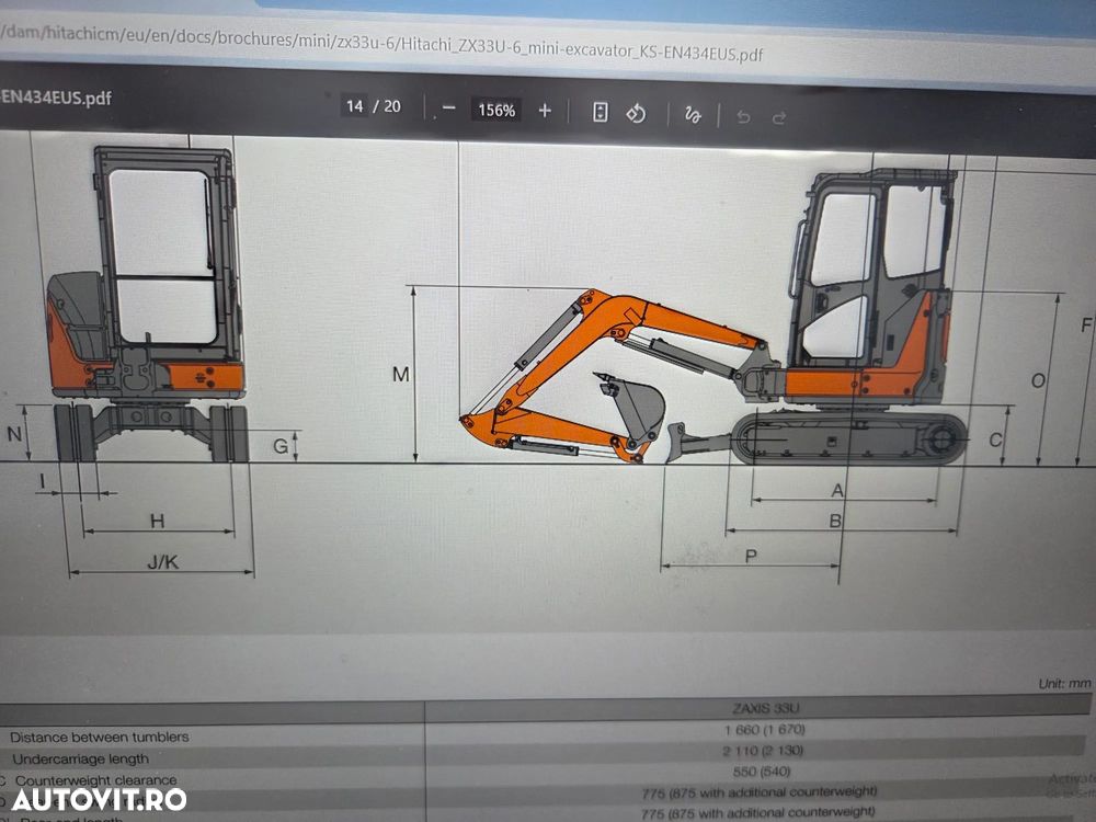 Hitachi 3,7tone, 2023, 737h, FULL OPTION, Cupla rapida HIDRAULICA, 2 cupe excavare NOI, cupa TALUZ INCLINABILA NOUA, senile cauciuc NOI, latime 1,5m, adancime sapare 4m, inst picon pe brate, ridica 2t, Aer cond, posibil leaasing 4 ani-PROMOTIE 38.900 eur+Tva - 27