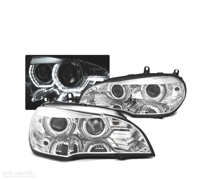 FARÓIS DE LUZ DIURNA BMW X5 E70 07-10 DRL LED CROMADOS AFS XENON - 2