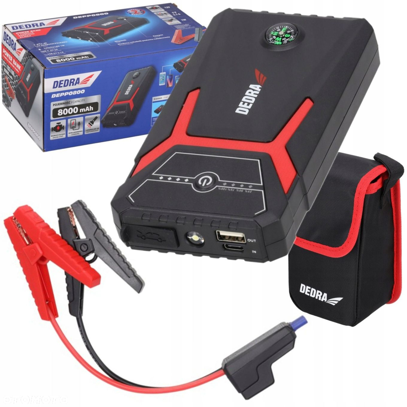 DEDRA URZĄDZENIE ROZRUCHOWE POWERBANK BOOSTER JUMP STARTER 8000mAH LATARKA - 15