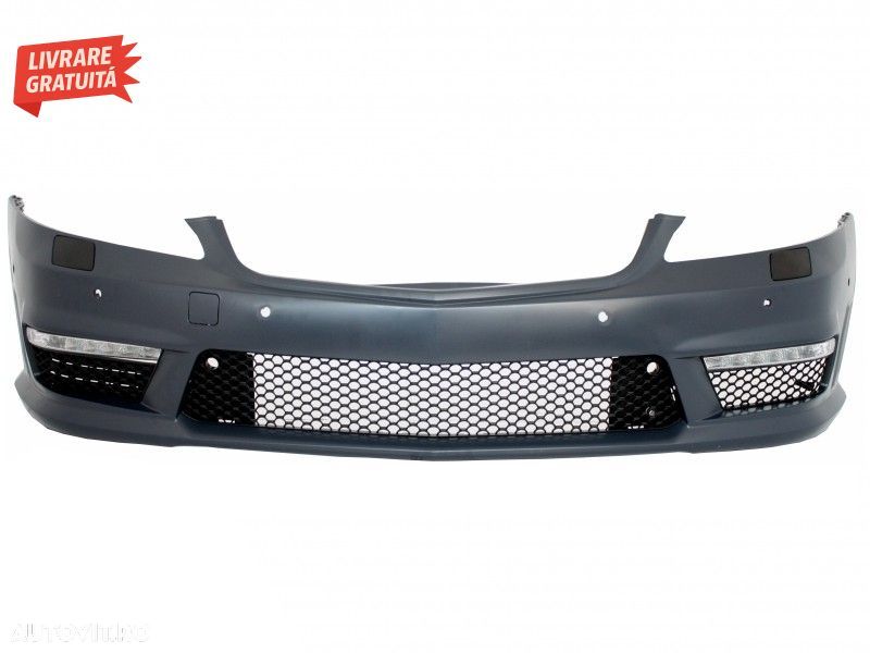 Bara Fata Mercedes S-Class W221 (2005-2012) S63 S65 Design cu Grila Centrala Negru- livrare gratuita - 2