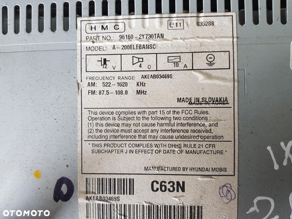 HYUNDAI ix35 LIFT 13-15r RADIO CD RADIOODTWARZACZ 96160-2Y730TAN - 6