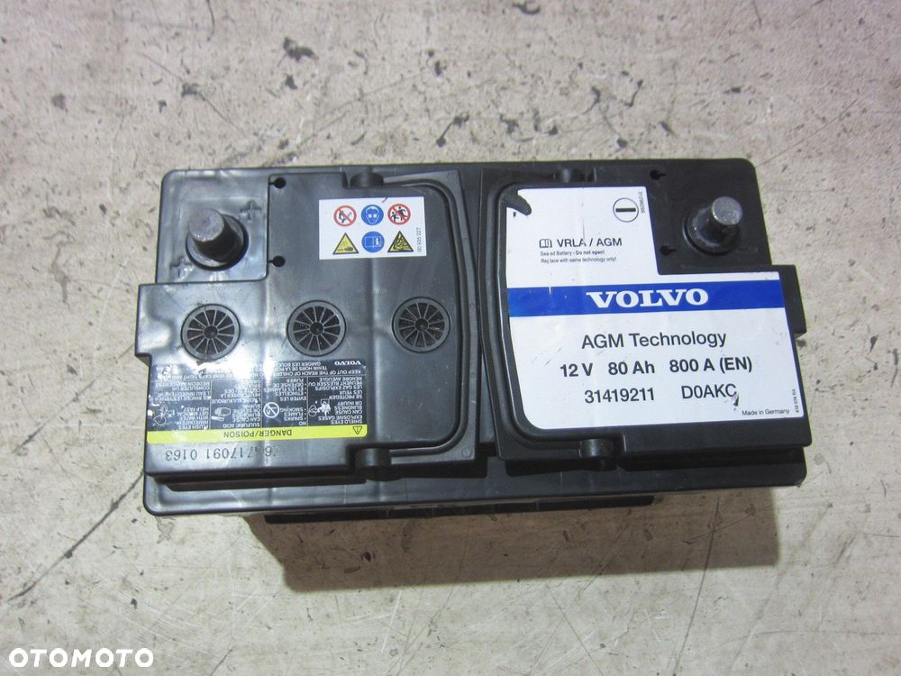 VOLVO XC60 XC40 XC90 S60 S90 START STOP AGM AKUMULATOR 80AH 800A 31419211 - 2