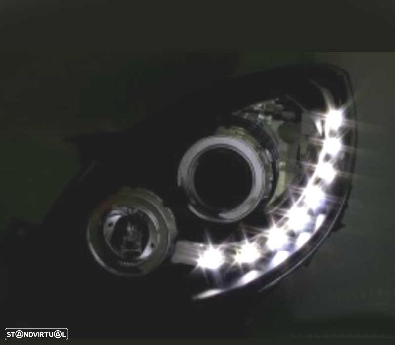 FARÓIS RENAULT TWINGO 07-11 LUZ DIURNA LED FUNDO NEGRO - 3