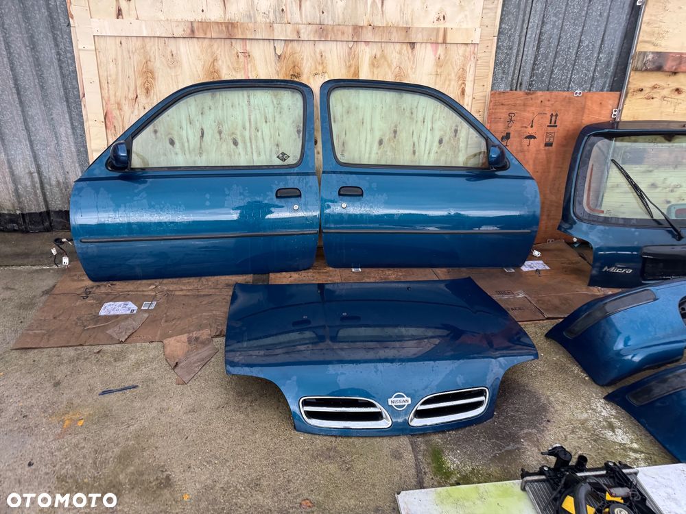 Nissan micra k11 drzwi przednie prawe lewe przód maska zderzak przedni lampy przód przednie tylne lampy tył chłodnica wentylator klapa bagażnik drzwi niebieski - 3